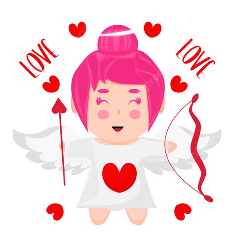 Cupid Arrow Vector Art Png Cute Cupid Happy With Her Arrow Png Design