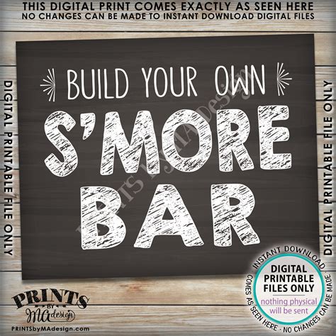 Smore Bar Sign And Labels Build Your Own Smores Smore Station Signs