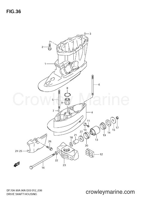 Drive Shaft Housing Serial Range Four Stroke Outboard Df A F