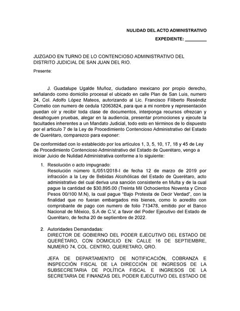 Nulidad Del Acto Administrativo Nulidad Del Acto Administrativo