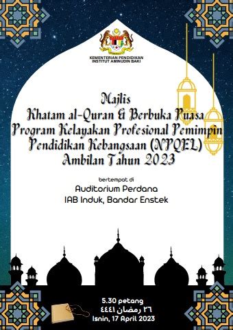 BUKU PROGRAM MAJLIS KHATAM AL QURAN DAN BERBUKA PUASA NPQEL 2023 G