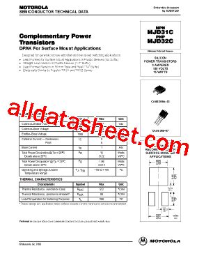 MJD31C Datasheet PDF ON Semiconductor