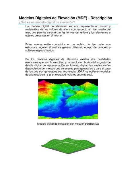 Mde Practica Modelos Digitales De Elevaci N Mde Descripci N