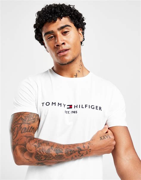 White Tommy Hilfiger Logo T Shirt Jd Sports Global