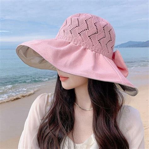 Kukuzhu Summer Women Bucket Hat Uv Protection Sun Hats Solid Color Soft Foldable Wide Brim