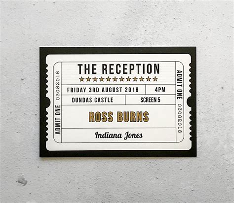 Cinema Ticket Flat Place Cards - Designed by Joe