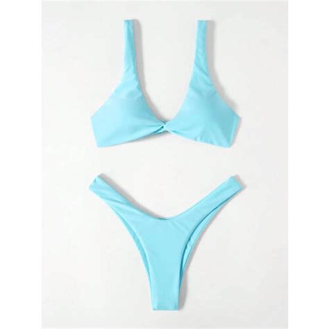 Sky Blue M ZTVitality Solid Tie Sexy Bikini 2021 Hot Sale Padded Bra