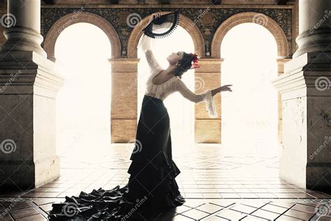 Spanish Woman Dancing Flamenco Dance In A Beautiful Monumental Place