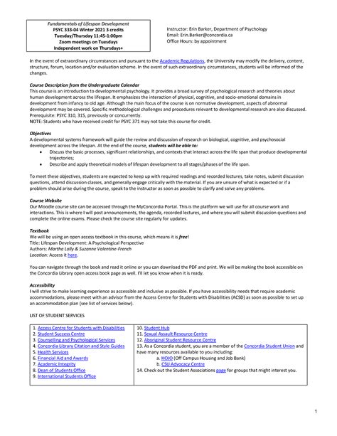 Barker Psyc 333 Syllabus Winter 2021 1 Fundamentals Of Lifespan