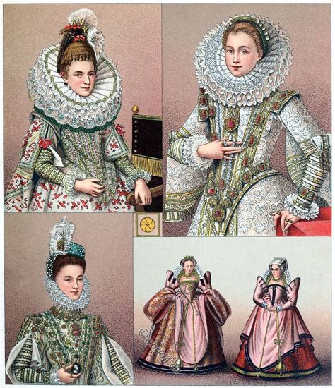 Womans Dress Fashion In Europe 16th And 17th Century Ruffs Hairstyles