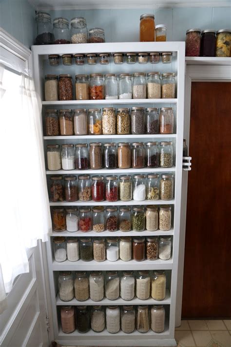 Pantry Organization With Labeled Mason Jars Kitchen Shelves