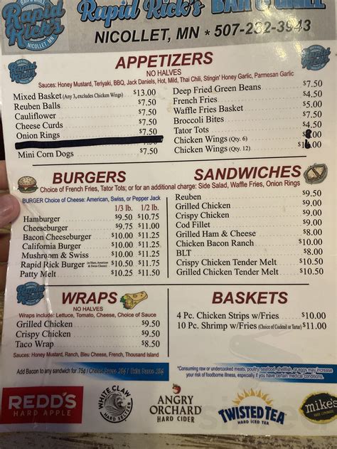 Rapid Rick's Bar & Grill menus in Nicollet, Minnesota, United States