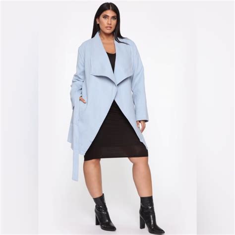 Fashion Nova Jackets Coats New Never Worn Blue Faux Wool Trench