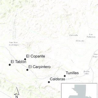 Map showing the location of the six villages in Jutiapa, Guatemala ...