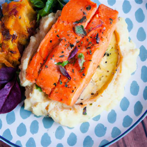 Baked Salmon With Sweet Potato Mash Recipe Cookaifood