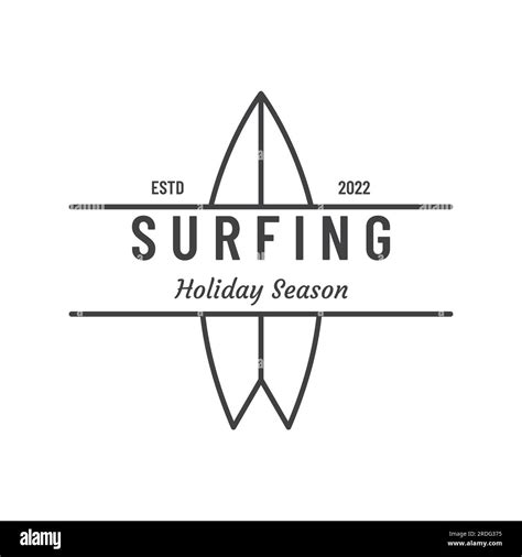 Vintage Surfboard Logo Surfing On Summer Beach For Business Badge