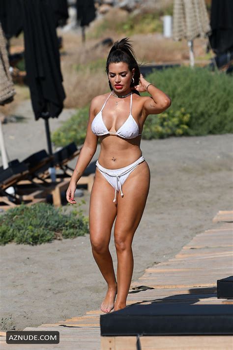 Megan Barton Hanson Seen In A White Bikini At The Celebs Go Dating TV Show On Set Filming In