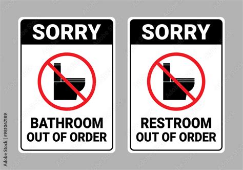 Bathroom Out of Order Sign and Restroom Out of Order Sign Stock Vector ...