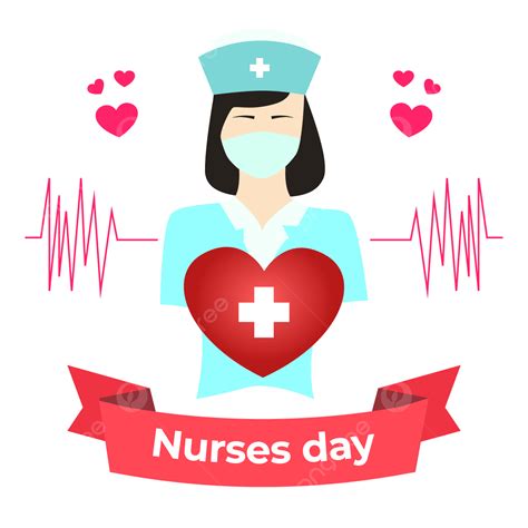 World Nurses Day Vector Hd Png Images World Nurses Day With Nurse And Heartrate Red Ribbon