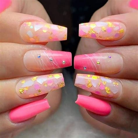 Acrylic Nail Designs With Pink Glitter