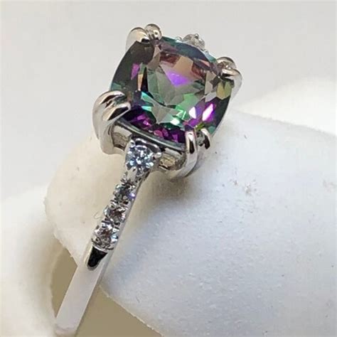 Mystic Fire Topaz 925 Sterling Silver Ladies Ring Sr362 Etsy