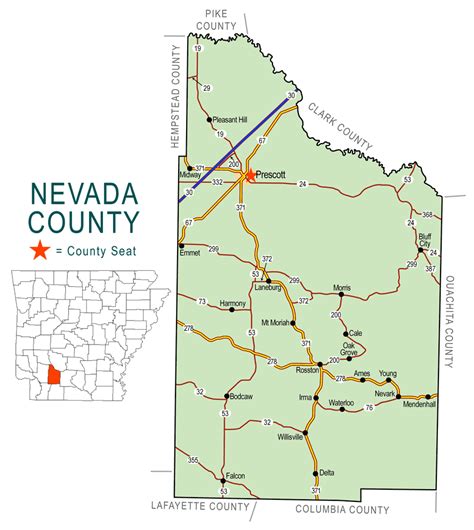 Nevada County Map - Encyclopedia of Arkansas