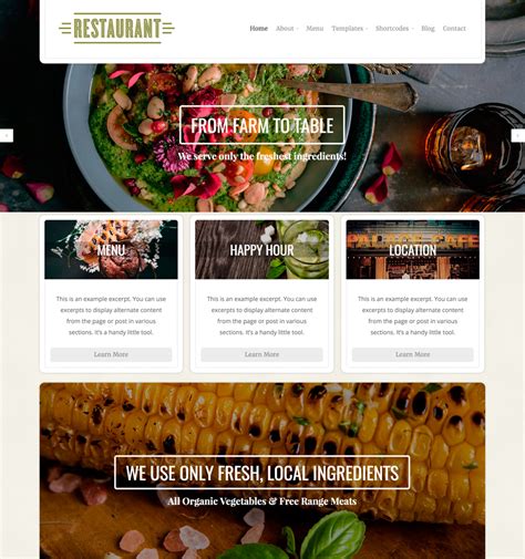 Restaurant Theme – WordPress Block Themes and Plugins – Organic Themes