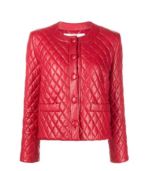 Womens Red Leather Quilted Jacket Jackets Creator