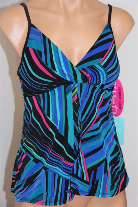 NWT Caribbean Joe Swimsuit Tankini Bikini Top Adj Staps EBay