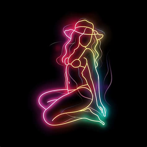 Premium Photo Curvy Woman In Bikini Neon Art Nouveau Art Design With Natur Simple Glow Art