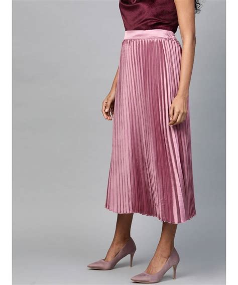 Lavender Satin Pleated Midi Skirt Sassafras 3376843