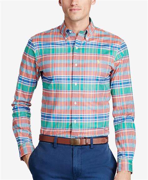 Polo Ralph Lauren Mens Slim Fit Plaid Stretch Oxford Shirt Macys