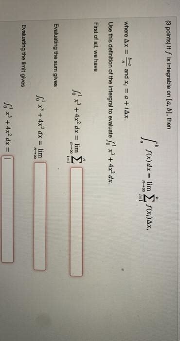 Solved Points If F Is Integrable On A B Then N Chegg