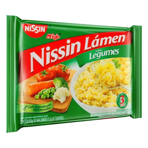 Macarrão Instantâneo de Legumes Nissin Miojo Lámen Pacote 85g Pão de