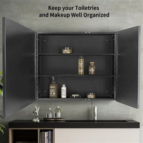 Movo Inch X Inch Black Farmhouse Medicine Cabinet With Miroor