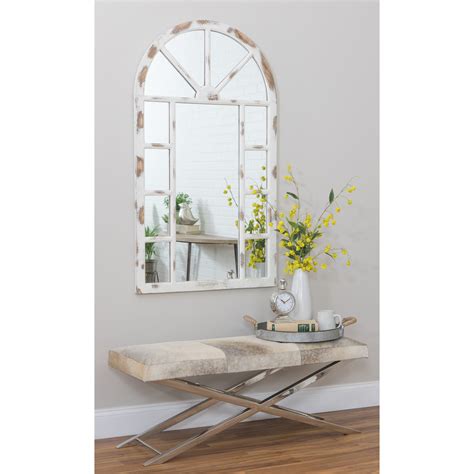 Lara Farmhouse Arch Window Mirror White 52 X 30 By Aspire Walmart