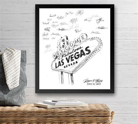 Las Vegas Sign Wedding Guest Book Alternative Print Skyline | Etsy