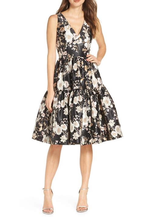 Eliza J Floral Jacquard Fit And Flare Dress Nordstrom