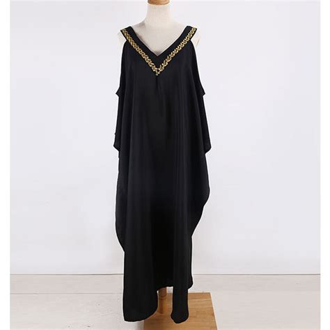 Schwarz Frauen Kaftan Strand Sarong Bikini Cover U Vicedeal
