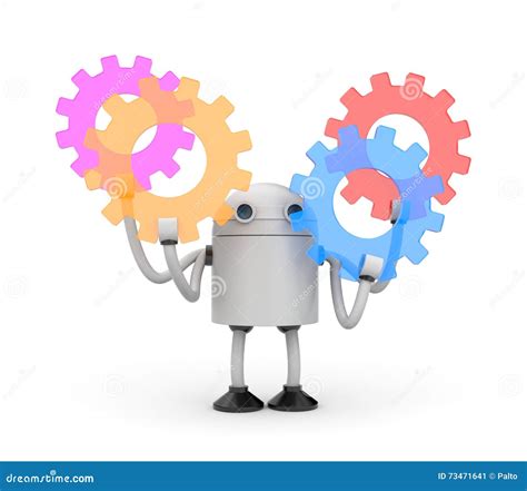 Robot with colorful gears stock illustration. Illustration of sprocket ...