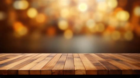 Premium Ai Image The Empty Wooden Table Top With Blur Background Of