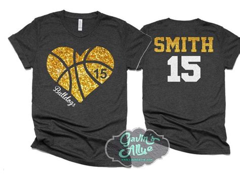 Glitter Basketball Heart Shirt Basketball Tshirts Etsy