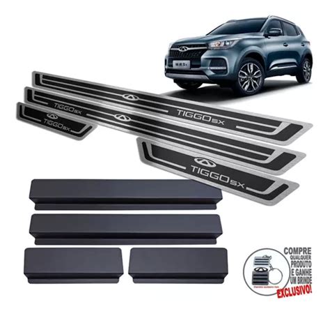 Soleiras Alto Relevo Aço Inox Chery Tiggo 5x 2021 Vinil