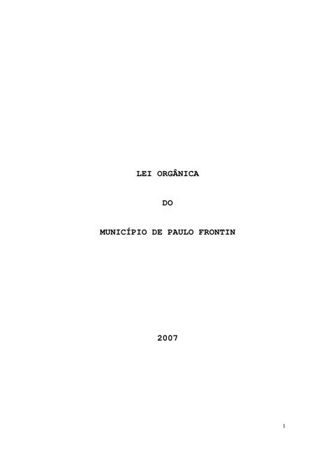 PDF LEI ORGÂNICA DO MUNICÍPIO DE PAULO FRONTIN territorial