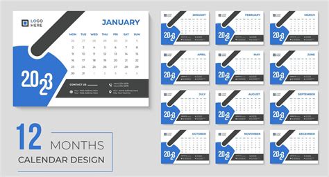 2023 desk calendar design monthly and yearly 13992606 Vector Art at ...