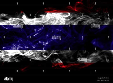 National Flag Of Thailand Made From Colored Smoke Isolated On Black Background Abstract Silky