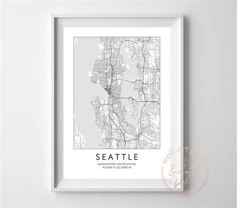 Seattle Map Print - Wall Art