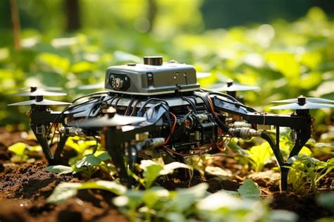 Premium AI Image | Innovative drone in the garden Smart farming technology