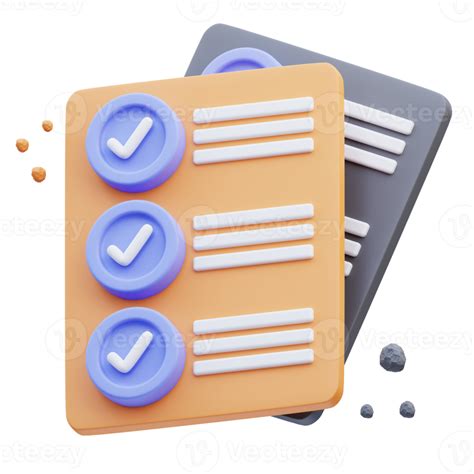 D Rendering Of Cute Icon Illustration List Approved Png