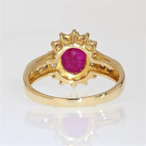 Proantic Bague Rubis Diamants Or Jaune